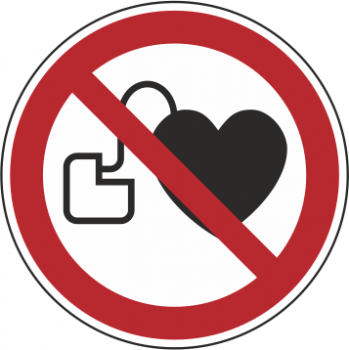 Kein Zutritt für Personen mit Herzschrittmachern oder implantierten Defibrillatoren