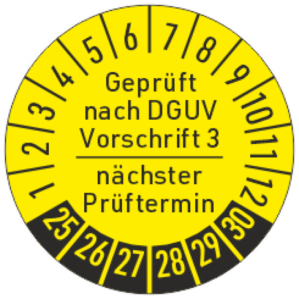 Pruefplakette DGUV Vorschrift 3, checked by DGUV V3