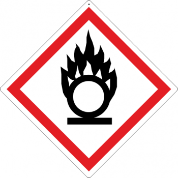 Gefahrgutzeichen Flamme über einem Kreis