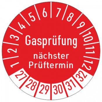 Prüfetiketten Gasprüfung