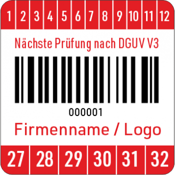 Barcodeaufkleber DGUV V3