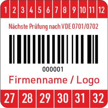 Barcodeaufkleber VDE 0701/0702