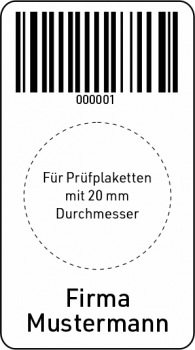 Barcodeplakette mit Firma
