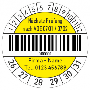 Barcode Prüfplakette VDE 0701 / 0702