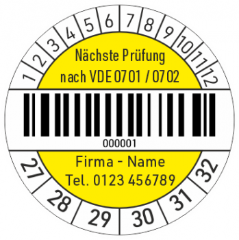Barcode Prüfplakette VDE 0701 / 0702