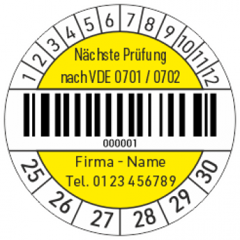Barcode Prüfplakette VDE 0701 / 0702