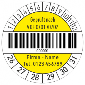 Barcode Plakette VDE 0701