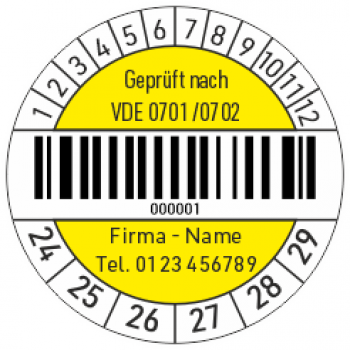 Barcode Plakette VDE 0701