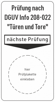 Grundplaketten DGUV Info 208-022 Türen und Tore