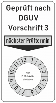 Grundplaketten DGUV V3 mit Monatsring