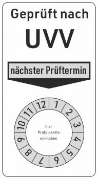 Grundplaketten UVV Prüfung mit Monatsring