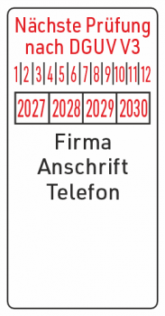 Kabelprüfplaketten DGUV V3