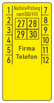 Kabelprüfplakette DGUV V3