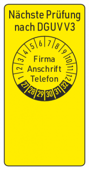 Kabelprüfaufkleber DGUV V3