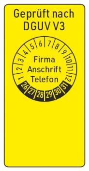 Kabelprüfetiketten DGUV V3