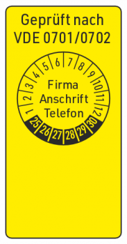 Kabelprüfplaketten VDE 0701 0702