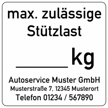 Stützlastplakette