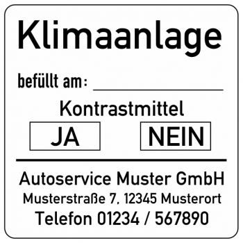 Prüfplakette Klimaanlage