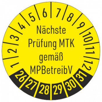 Prüfplakette Nächste Prüfung MTK nach MPBetreibV