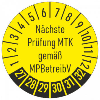 Prüfplakette Nächste Prüfung MTK nach MPBetreibV