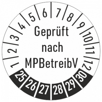 Prüfplakette Geprüft nach MPBetreib