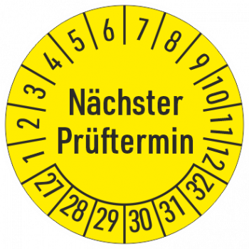 Prüfplakette Nächster Prüftermin gelb
