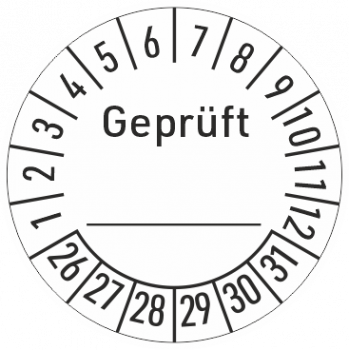 Prüfplaketten Geprüft mit Unterschriftsfeld