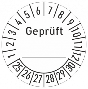 Prüfplaketten Geprüft mit Unterschriftsfeld