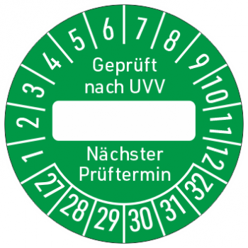 Prüfsiegel Geprüft nach UVV