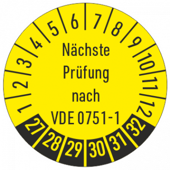 Prüfaufkleber Nächste Prüfung nach VDE 0751-1