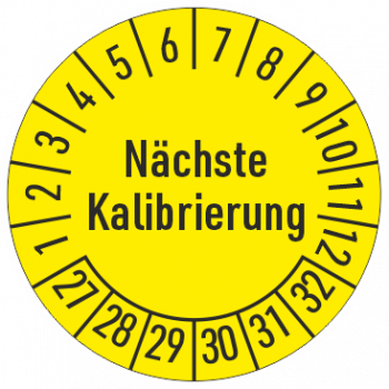 Prüfplaketten Nächste Kalibrierung