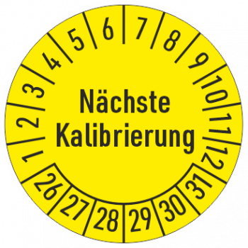 Prüfplaketten Nächste Kalibrierung