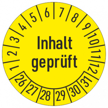 Prüfplaketten Inhalt geprüft