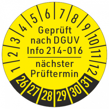 Prüfplaketten DGUV Info 214-016