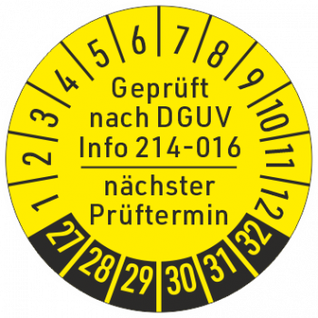 Prüfplaketten DGUV Info 214-016