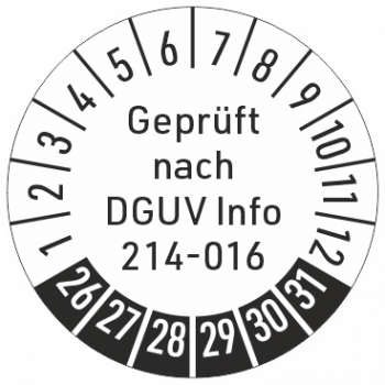 Prüfaufkleber DGUV Regel 214-016