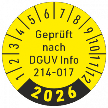 Prüfplakette DGUV Info 214-017