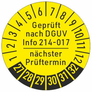 Prüfaufkleber DGUV Info 214-017