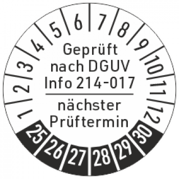 Prüfplaketten DGUV Info 214-017