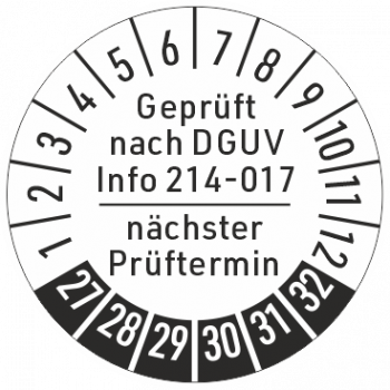 Prüfplaketten DGUV Info 214-017