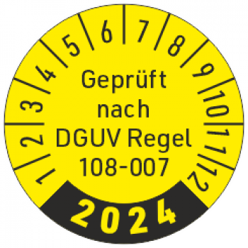 Prüfplakette DGUV Regel 108-007