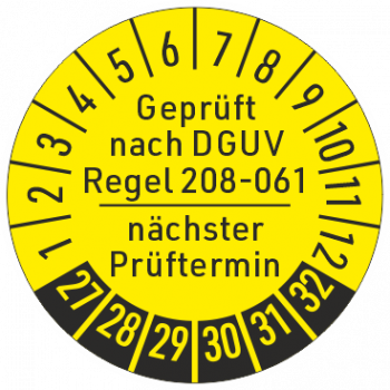 Prüfplaketten DGUV Info 208-061
