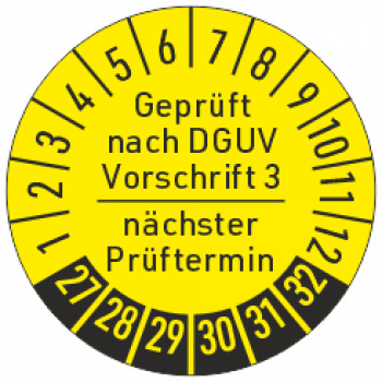 Pruefplakette DGUV Vorschrift 3, checked by DGUV V3