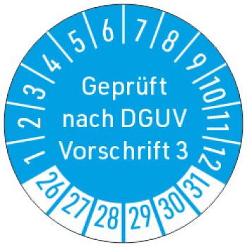 Prüfsiegel Geprüft nach DGUV Vorschrift 3