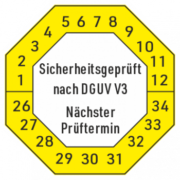 Sicherheitsplakette DGUV V3