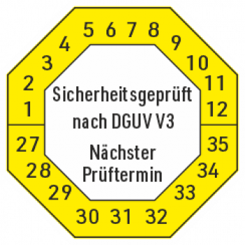 Sicherheitsplakette DGUV V3