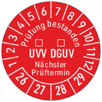 Prüfplakette UVV DGUV