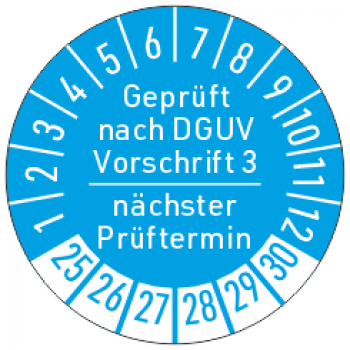 Prüfetikett Prüfsiegel Plakette Nächste Prüfung DGUV V3 250 Stück in verschiedenen Farben und Größen Nächster DGUV Vorschrift 3 Prüftermin Prüfplakette 20 mm Ø, Blau 
