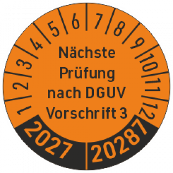 Prüfplakette Nächste Prüfung nach DGUV Vorschrift 3
