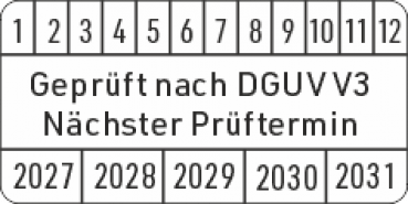 Prüfplakette DGUV Vorschrift 3